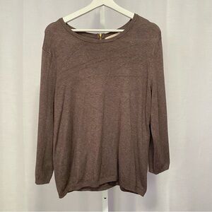 Philosophy Brown Lightweight Sweater with Gold Zipper — L
